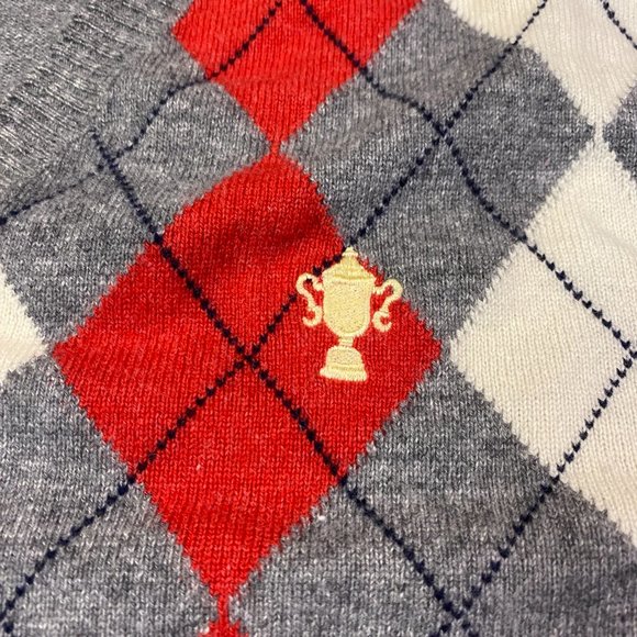 Peter Millar 100% Pure Cashmere Pullover V Neck Sweater Argyle PGA Golf Medium M - Picture 5 of 6